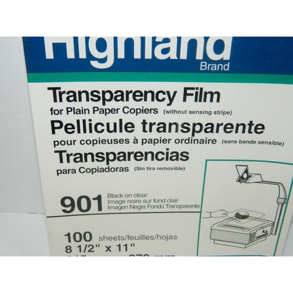 Highland Transparency Film for Plain Paper Copiers 901 Black on Clear 100 Sheets - Picture 4 of 4